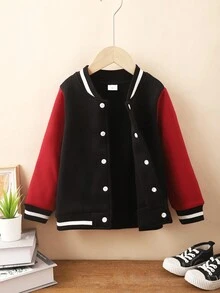 男孩拼色夾克 - 酒紅色 - 查看 6