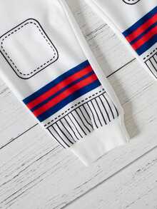 Em bé Con trai Lá thư In Áo nỉ Và Quần Bộ - Đỏ - Xem 5