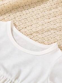 2pcs/Set Baby Girls' Lace & Floral Edge Outfit, Cute, Elegant, , Casual, Suitable , Parties, Vacations, And Daily Wear - Multicolor - View 5