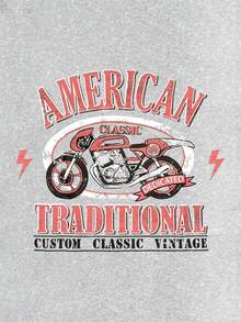 SHEIN EZwear 印有摩托車圖案的女士帽衫 - 淺灰色 - 查看 6