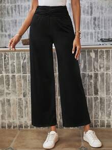 SHEIN LUNE Women's Wide Leg Pants - Black - View 3