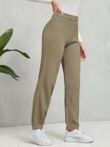 Mulvari Màu thuần Thẳng Quần len - Màu be - Xem 6