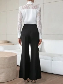 Firerie Quần ống loe họa tiết hoa 3D cho nữ - màu đen - Xem 5