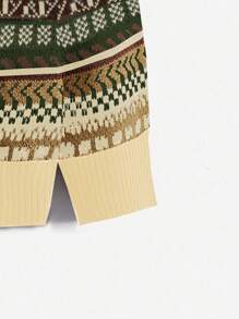 Flirla 大码女式几何图案套头毛衣针织衫秋冬毛衣 - 彩色 - 查看 3