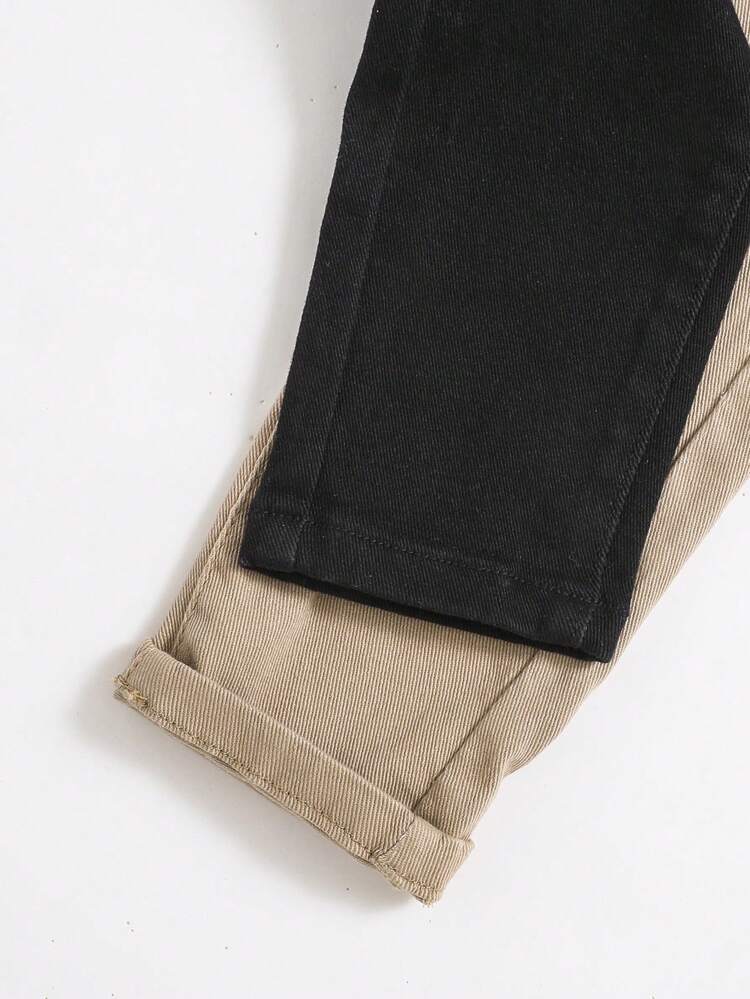 Baby Boy Elastic Waist Color-Blocked Denim Jeans