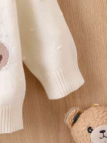 Baby Boys' Cardigan Sweater With Teddy Bear Pattern - Apricot - View 4