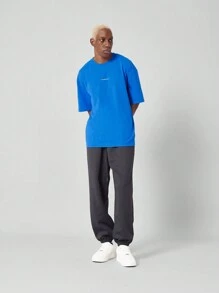 SUMWON Oversized Fit Tee With Back Embroidery - Blue - View 3