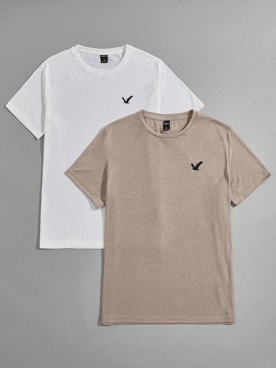 GENTILAND Nam 2 Miếng Dệt kim Ngắn tay Áo thun - Cà phê nâu - Xem 1