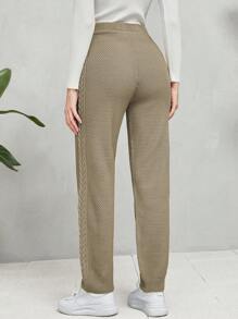 Mulvari Màu thuần Thẳng Quần len - Màu be - Xem 2