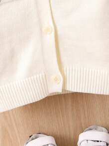 男嬰字母圖案開襟衫毛衣 - 灰色 - 查看 5