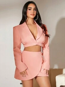 SHEIN SXY Conjunto De Traje De Utilidad De Color Salmon Sexy Para Mujeres - Rosa - Ver 4
