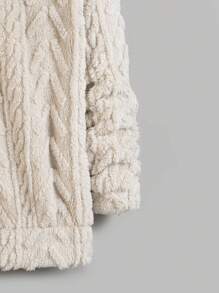 GENTILAND Men Solid Teddy Hoodie - Khaki - View 3