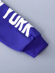 SHEIN Tween Girls' Letter Print Sweatshirt - Blue - View 6