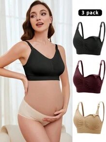 SHEIN 孕婦3件褶邊哺乳內衣 - 彩色 - 查看 8