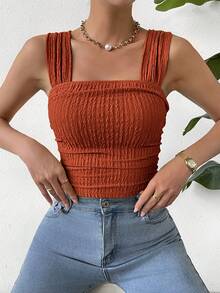 Chiquease Solid Color Short Length Women's Tank Top For Summer - Maroon - View 6