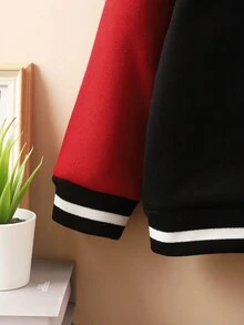 男孩拼色夾克 - 酒紅色 - 查看 4