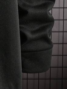 GENTILAND Áo nỉ trơn màu cỡ lớn dáng rộng cho nam - màu đen - Xem 4