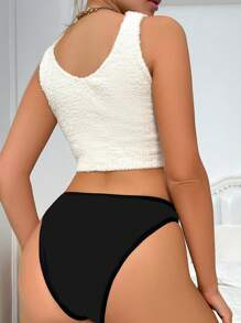 Chiloți triunghi negri cu închidere cu cârlig pentru femei