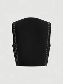 Aveloria Affinna Random Pattern Vest Jacket Western Retro Outfit  - Black - View 2