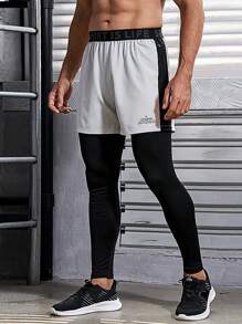 Manfinity Sport Corelite Men'S Color-Blocked 2 In 1 Track Pants Featuring Woven Stripe Pattern - Multicolor - View 1