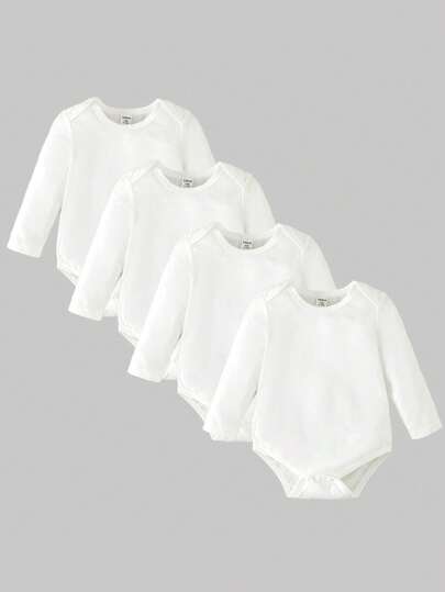 SHEIN Playful Pals 嬰兒男寶寶4件裝長袖連體衣