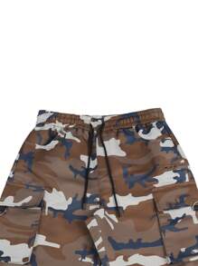 Manfinity EMRG Pantalones Cargo Con Puños Y Estampado De Camuflaje Para Hombre Con Bolsillos Con Solapa - Marrón - Ver 4