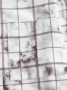 ROMWE MEN Street Life Men's Digital Printed Checkered Shirt - Rust Brown - View 3