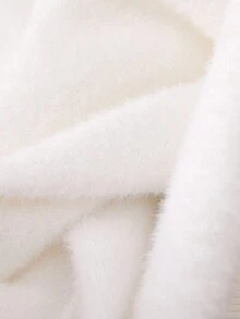 SHEIN 小女孩純色珍珠和珠子裝飾半高領毛衣 - 白色 - 查看 6