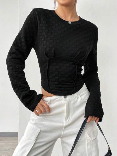 SHEIN LUNE 女式抽繩腰短運動衫