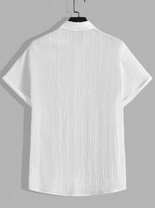 Manfinity RebelGame Men's Solid Color Shirt With Turn-down Collar And Shorts