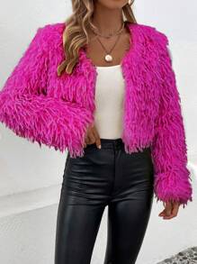 SHEIN Privé 女士開衫外套 - 玫紅色 - 查看 4