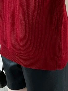 Fashionable V-Neck Cardigan With Sheep Horn Buttons, Spring/Autumn - Red - View 5