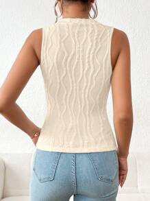 SHEIN Essnce Chaleco De Tejido Texturizado Para Mujer - Albaricoque - Ver 2
