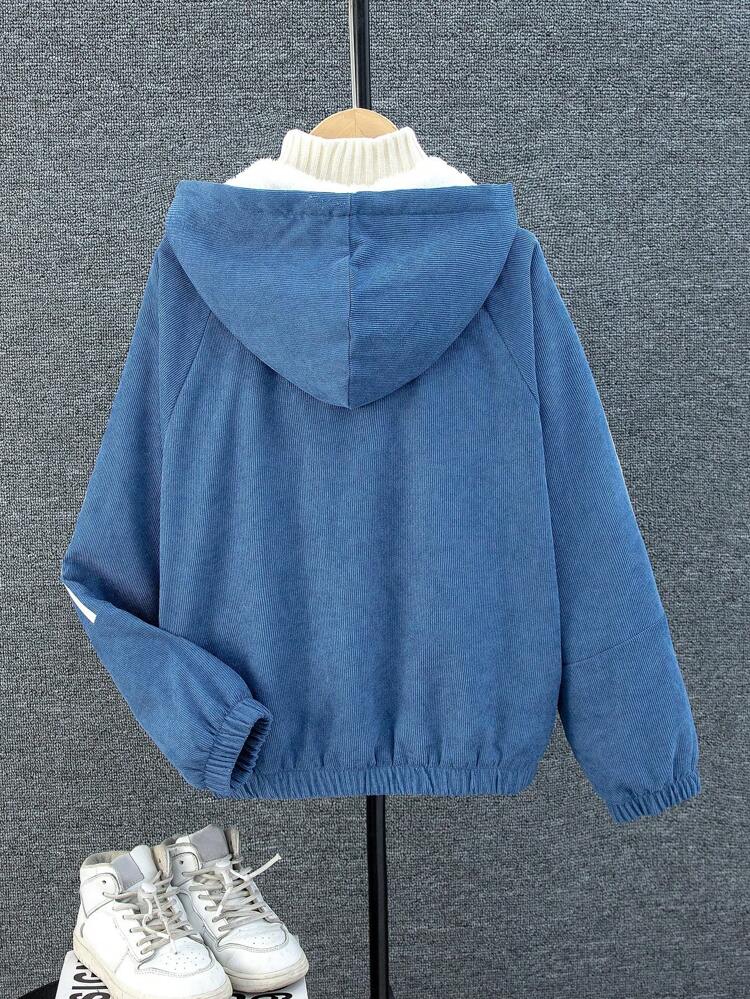 Tween Boys' Thick Corduroy Hooded Jacket With Thermal Lined , Navy Blue