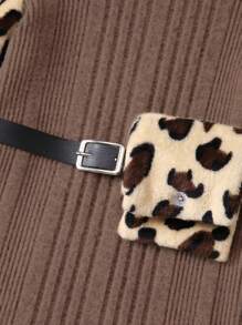 SHEIN Váy len đan tay Gigot cho bé gái trẻ có túi ở eo - Nhiều màu - Xem 3