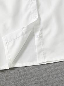 SHEIN Cô gái Tween Bảng điều khiển ren Guipure Ống tay áo Áo sơ mi - trắng - Xem 6