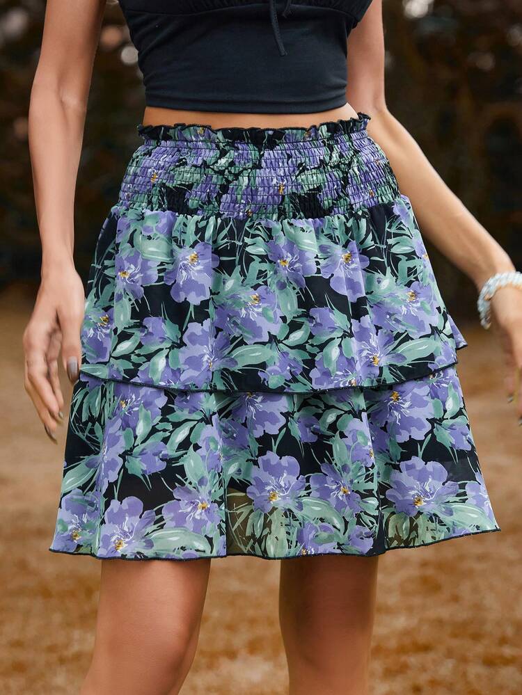 Floral Pattern Resort Skirt