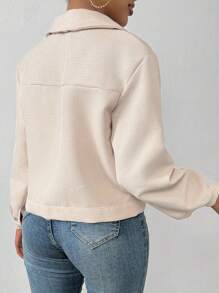 SHEIN Privé Chất rắn Thả vai Đập nhẹ Vòng cổ Áo khoác - Màu be - Xem 2