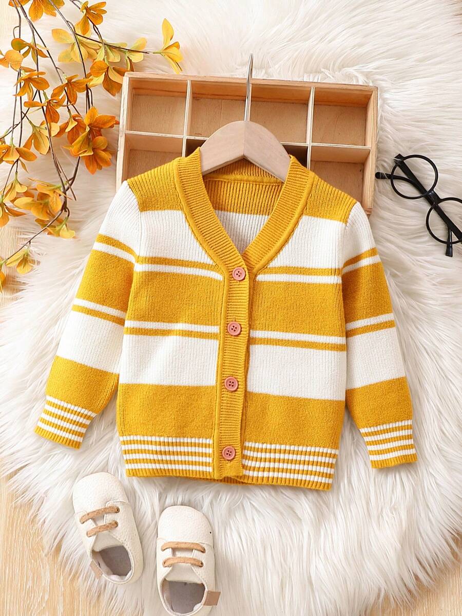 Infant Boys' Contrast Color Striped Cardigan