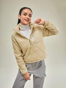 In My Nature In My Nature Damen Winterjacke mit halbem Reißverschluss, Steppung und zwiebelförmigem Design