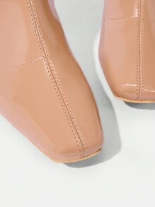 SheIn BIZ Stitched Detail Square Toe Women's Fashionable Ankle Boots