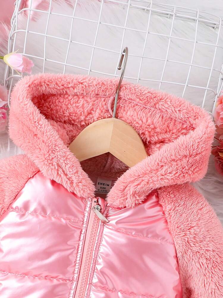 1pc Fashionable Windbreaker & Thick Fleece Coat For Baby Girls In Autumn And Winter