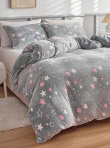 3 Piezas/set Juego De Ropa De Cama De Franela De Múltiples Colores Luminosos - Gris - Ver 2