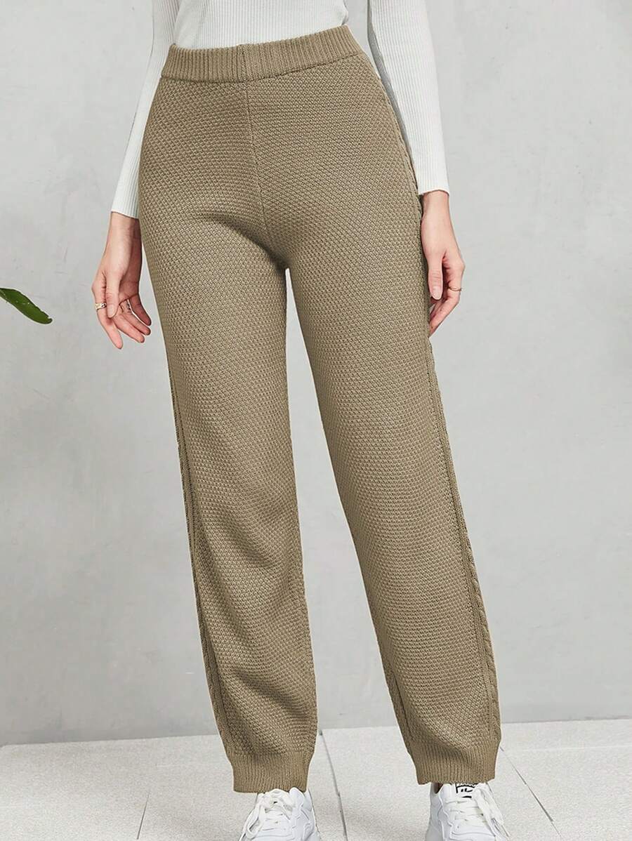 Mulvari Màu thuần Thẳng Quần len - Màu be - Xem 1