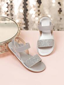 Girls' Glitter Flat Sandals - Silver - View 5