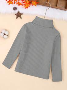 SHEIN تي شيرت بياقة عالية ومبطن حرارياً للفتاة الصغيرة