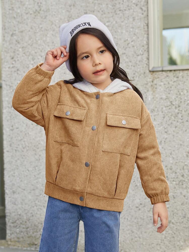 Girls' Casual Style Color Block Long Sleeve Hooded Jacket