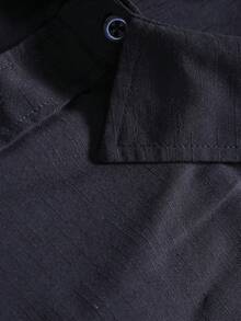 Manfinity Mode Men's Slim Fit Long Sleeve Shirt - Navy Blue - View 7