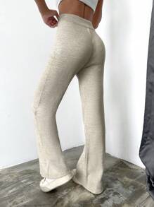 EURMUSE Drawstring Waist Knit Pants - Beige - View 2