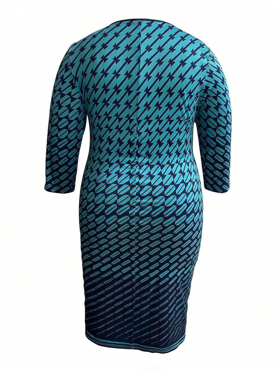 Plus Size Women's Full-length Geometric Print Bodycon Dress
